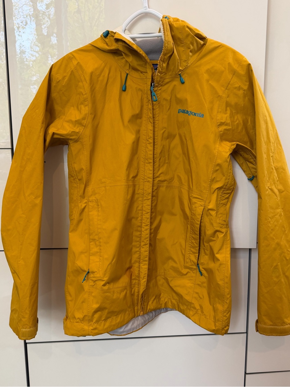 Yellow Patagonia rain jacket S